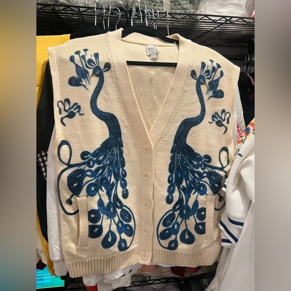 Anthropologie Maeve V-Neck Peacock Sweater Vest, SMALL NWOT - Picture 5 of 7